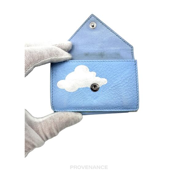 🔴 Balenciaga Papier Mini Card Wallet - Clouds Blue Leather - Picture 11 of 12